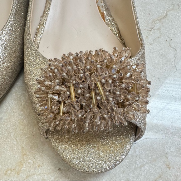 Anthropologies TATA women’s Gold Sparkling party holiday shoes sz 8.5 low heels - Picture 4 of 5
